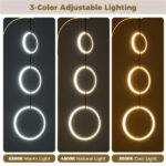 3-Circle LED Floor Lamp, Gold Standing Lamp with Adjustable Brightness & 3 Color Temperatures - Image 5