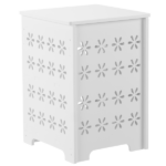 3-Tier Side Table with Storage, Nightstand End Table with Floral Design, Modern Arch Opening Bedside Table for Indoor Outdoor, White - Image 2