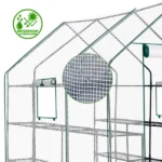 Large Walk-In Greenhouse with PE Cover, 12-Shelf Indoor Outdoor Garden Plant Shelves, Roll-Up Door & Side Windows, 56"x85"x77" (Shipment from Walmart) - Image 5
