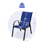 Navy 2 Pack Stackable Patio Dining Chairs, Ergonomic Steel Frame Breathable Fabric Outdoor Chairs 330 LBS Capacity - Image 3