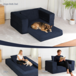 Oversized Bean Bag Chairs,Multicolor Faux Fur Couch Filled with Shredded Sponge,Large Lounger Sofa For Living Room,No Assembly Required , Blue+White+Yellow - Image 13