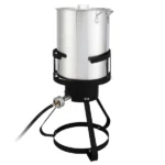 13*32inch Four-Piece Set, Black Round Iron Stove Frame, Silver Aluminum 30qt Turkey Pot 10qt Fish Pot, Gas Fryer - Image 6