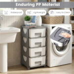 4-Drawer Compact Plastic Storage Cabinet Vertical Organizer for Bedroom Bathroom Office - Image 11