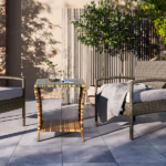 [Replace old code: 21936583] Glass Surface Yellow Gradient Iron Frame Rattan Side Table - Image 13