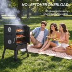 Portable Outdoor Smoker with 2 Detachable Grill Netting Smoking Racks, Charcoal Pan, 4 Air Vents, Thermometer, Vertical Charcoal Smoker for Barbecue Camping Backyard Grill - Image 10