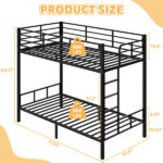 Black Twin Bunk Bed Square Tube High Guardrail Side Ladder Opening Iron Bed - Image 7