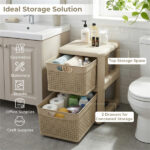 2-Drawer PP Storage Organizer Wicker Style Narrow Cabinet for Home Office - Image 4