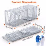 Heavy-Duty Live Animal Trap - 37x14x15 Inch Galvanized Mesh, Sensitive Pedal Trigger & Rear Release Door, Guarded Handle, Foldable Design for Raccoons, Armadillos, Small Dogs Under 55 lbs - Image 7