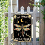 CIFbuy Vibrant Dragonfly & Moon 2D Flat Metal Sign, Hello" Hello Darkness My Old Friend Quote Rustic Night Sky Star Pattern Metal Wall Art, Sky Star Pattern Metal Wall Art, Wa Metal Sign, ikTok, Metal Sign, ikTok, t Self-pickup Logiopics - Image 5