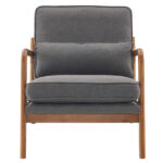 Same Code 33734058 Oak Armrest Oak Upholstered Single Lounge Chair Indoor Lounge Chair Dark Grey - Image 3