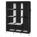 71" Portable Closet Wardrobe Clothes Rack Storage Organizer with Shelf Black - Image 2