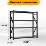 Heavy Duty Garage Shelving Units 64.5"H"67"W 21.6"D, 4-Tier Steel Adjustable Metal Storage Shelves,3000 lbs Industrial Rack for Garage Organization,Basement,Warehouse,Workshop,Utility Shelving for Tools - Image 2