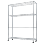 4-Layer Adjustable Shelf Iron Shelving Unit with 2'' Rubber Wheels for Home Use 46.06*17.72*64.96in Silver-Gray - Image 2