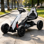 White 12V Electric Go Kart for Kids with Adjustable Speed Perfect for Children's Fun - Image 5