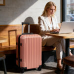 ABS Trolley Case 20in 24in 28in 3PCS Suitcase Set Vertical Striped Frosted Case Suitcase Rose Gold - Image 6