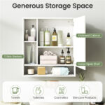 2 in 1 Mirrored Bathroom Wall Cabinet, Space-Saving Medicine Cabinet with Hidden Storage & Shelves - White - Image 9