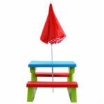 Children Outdoor Picnic Table Set with Foldable UV Protection Umbrella, Lightweight PP Kids Activity Table for Playing Eating -Green - Image 3