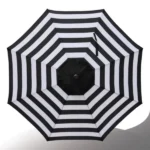 Outdoor 9ft Patio Umbrella with Crank Handle and Push Button Tilt, Outdoor Market Umbrella with 8 Ribs - Black Stripe - Image 5