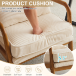 Low Arm Accent Chair - Off-White Corduroy Upholstered Indoor Lounge Chair, Compact Single Seater with Sturdy Frame (330LBS Weight Capacity) - Image 5