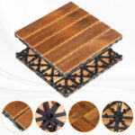 27pcs Wood Interlocking Deck Tiles 11.8"x11.8", Waterproof Flooring Tiles for Indoor and Outdoor, Patio Wood Flooring for Patio Porch Poolside Balcony Backyard, Stripe Pattern - Image 14