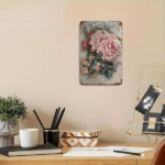 CIFbuy 1pc Vintage Roses Floral Tin Sign, Rustic Farmhouse Wall Art, Unframed Metal Plaque 8x12in, Plaque 8x12in, Garden Gate Bathroom Dec TinikTok, TinikTok, etal Plaque 8x12in Self-tickup LogiopDec - Image 3
