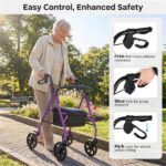 2-in-1 Rollator Walker with Seat (Purple), 8-Inch Large Wheels & Versatile Braking System, Adjustable Height - Image 9