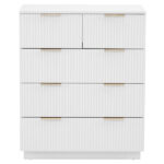 White P2 Particle Board and Density Board 724194cm Wavy Pattern Drawer Front Four-Level Five-Drawer Cabinet - Image 2