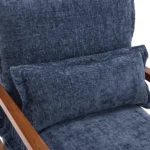 Cloud Shaped Indoor Leisure Chair with Solid Wood Armrest & Solid Wood Frame, Chenille Fabric Accent Chair with Lumbar Pillow, Single Sofa Chair Slate Blue - Image 17