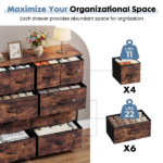 10-Drawer Fabric Dresser, Large Storage Tower for Bedroom, Closet, Living Room, Rustic Brown - Image 5