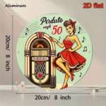 CIFbuy 1pc 8-Inch Round Italian Retro 1950s Jukebox Wall Plaque, Vintage 50s Diner Sign With Pin-Up & Italian Text, Mid-Century Modern TikTok, TikTok, Self-pickup Logiopics - Image 3
