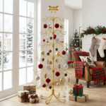 6ft Gold Iron Christmas Tree with Bow on Top, PVC Christmas Tree (No Accessories Included) - Image 6