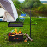 Folding Swivel Campfire Grill, Portable Cooking Grate over Fire Pit, Lightweight Grate & Camp Fire Rack with Carrying Bag for Outdoor Camping BBQ, Black - Image 6
