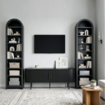 8-Tier Arched Dome Display Rack Particleboard Melamine-Faced Bookshelf 15.75*11.81*70in Black - Image 11