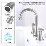 2-Handle 8 inch Widespread Bathroom Sink Faucet Brushed Nickel Lavatory Faucet 3 Hole 360° Swivel Spout Vanity Sink Basin Faucets [Unable ship on weekends, TK/TEMU only for pickup, only TX10643 warehouse supports GOFO] - Image 4