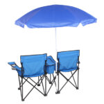 Same Code 57651919 Portable Outdoor 2-Seat Folding Chair with Removable Sun Umbrella Blue - Image 16