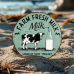 CIFbuy Vintage | Round Metal Tin Sign 8X8 Inch,2D Flat Printed Farm Fresh Milk Retro Dairy Art Decor Classic Farmhouse Style Farm Home TikTok, TikTok, ome Self-pickup Logiopics - Image 8