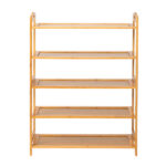 26.38*9.68*37.4in 5-Tier Portable Bamboo Shoe Rack, Natural Wood Color - Image 10