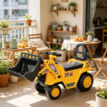 3 in 1 Ride On Toy Bulldozer – Digger Tractor Pulling Cart for Backyard Sandbox Pretend Play