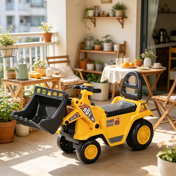 3 in 1 Ride On Toy Bulldozer – Digger Tractor Pulling Cart for Backyard Sandbox Pretend Play