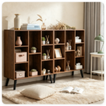 Rustic Brown 8-Cube Open Bookshelf with Top Display Shelf, Engineered Wood Freestanding Book Storage Organizer with Anti-Tipping Kit for Living Room Bedroom Office - Image 7
