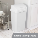 (2 pack)Kitchen Trash Can, 13 Gallon Plastic Garbage Bin with Swing Top Lid, White - Image 6
