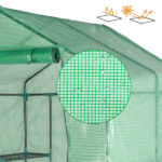 143x143x195cm Black Iron Pipe Steeple With 8 Pieces Grid Flower Stand With Zipper Rolling Door PE Cloth Greenhouse SAME AS 54690859 - Image 2