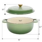 Cast iron 7.5QT cooking pot - Gradient green color - Includes two silicone gloves - Enamel pot - Image 12