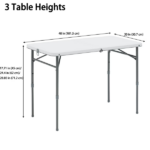 40"L x 20"W Plastic Adjustable Height Fold-in-Half Folding Table, White (Shipment from Walmart) - Image 5
