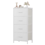 4-Drawer Fabric Dresser Storage Chest for Bedroom, Closet, Storage Furniture for Adults, White