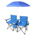 Same Code 57651919 Portable Outdoor 2-Seat Folding Chair with Removable Sun Umbrella Blue - Image 7