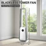 US Standard HTY2204 bladeless fan 110V 36W 35-inch bladeless fan with LED electronic display, black-edged remote control, plastic, aluminum motor, white, 3-speed wind, 12-hour timer, 3 modes, left-right oscillation, trapezoid - Image 19