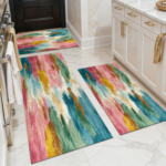 Three-piece kitchen rug set, non-slip and washable, abstract pattern kitchen hallway rug, soft and comfortable, suitable for sinks, floors, entrances, hallways and bathrooms. - Image 13