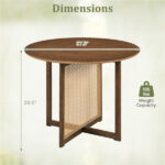 37.5" Round Dining Table for 2-4 People, Mid-Century Modern Kitchen Table with PE Rattan & Rubber Wood Legs - Image 5