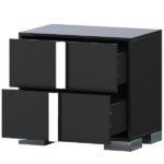 Elegant Nightstand with Metal Handle, Mirrored Bedside Table with 2 Drawers for Bedroom, Living Room, Black - Image 3